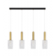 ΚΡΕΜΑΣΤΟ 4ΦΩΤΟ Brass Gold & Black Metal Clear Structured Glass
