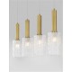 ΚΡΕΜΑΣΤΟ 4ΦΩΤΟ Brass Gold & Black Metal Clear Structured Glass