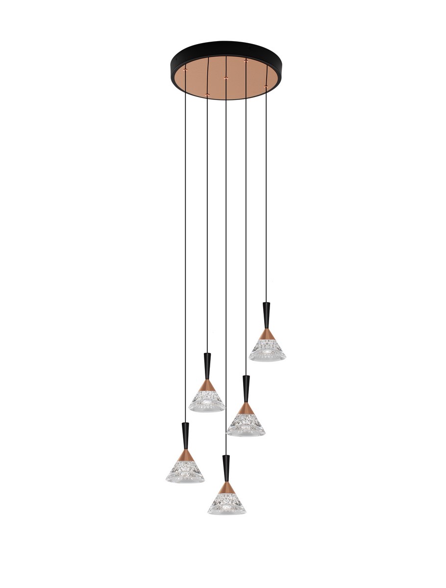 ΚΡΕΜΑΣΤΟ 5ΦΩΤΟ LED Matt Black Gold Metal & Acrylic