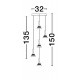 ΚΡΕΜΑΣΤΟ 5ΦΩΤΟ LED Matt Black Gold Metal & Acrylic