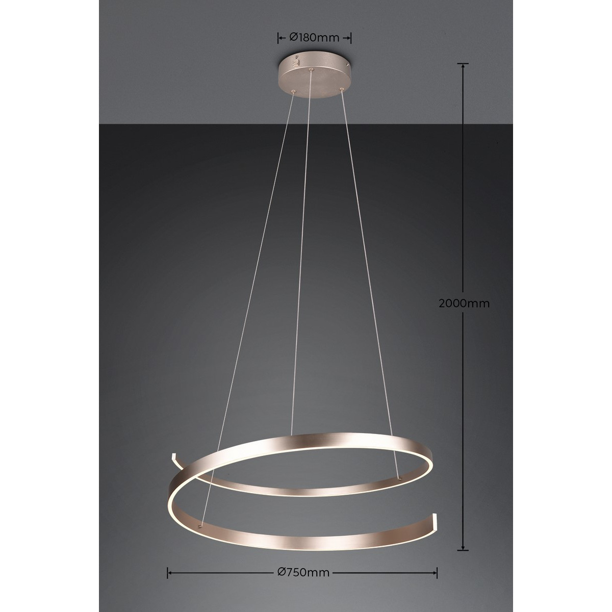 ΚΡΕΜΑΣΤΟ ΦΩΤΙΣΤΙΚΟ ΚΟΡΔΕΛΑ 1x50W LED 2000-4000K 5950lm NICKEL MAT