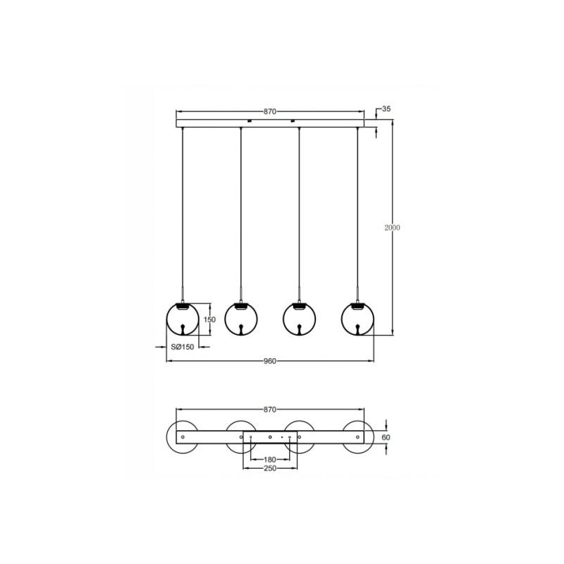 ΚΡΕΜΑΣΤΟ 4ΦΩΤΟ ΦΩΤΙΣΤΙΚΟ LED L:87cm 28W