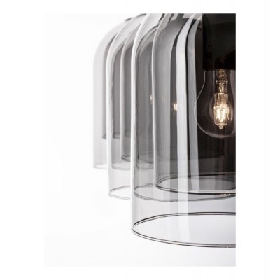 3-LIGHT PENDANT DOUBLE LAYERED SMOKY GLASS L70cm