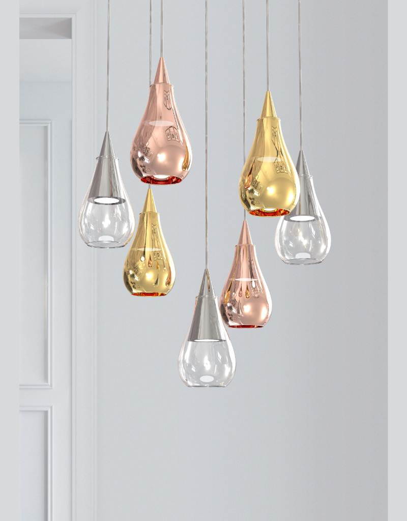 ΚΡΕΜΑΣΤΟ ΜΟΝΟΦΩΤΟ GLASS  COPPER GU10 ITALY