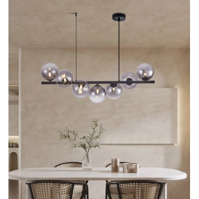 PENDANT LINEAR 7-LIGHT METAL&GLASS BLACK-FUME