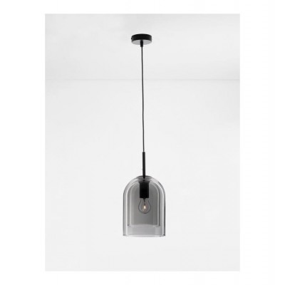 DOUBLE LAYERED DARK SMOKY GLASS PENDANT  D18cm