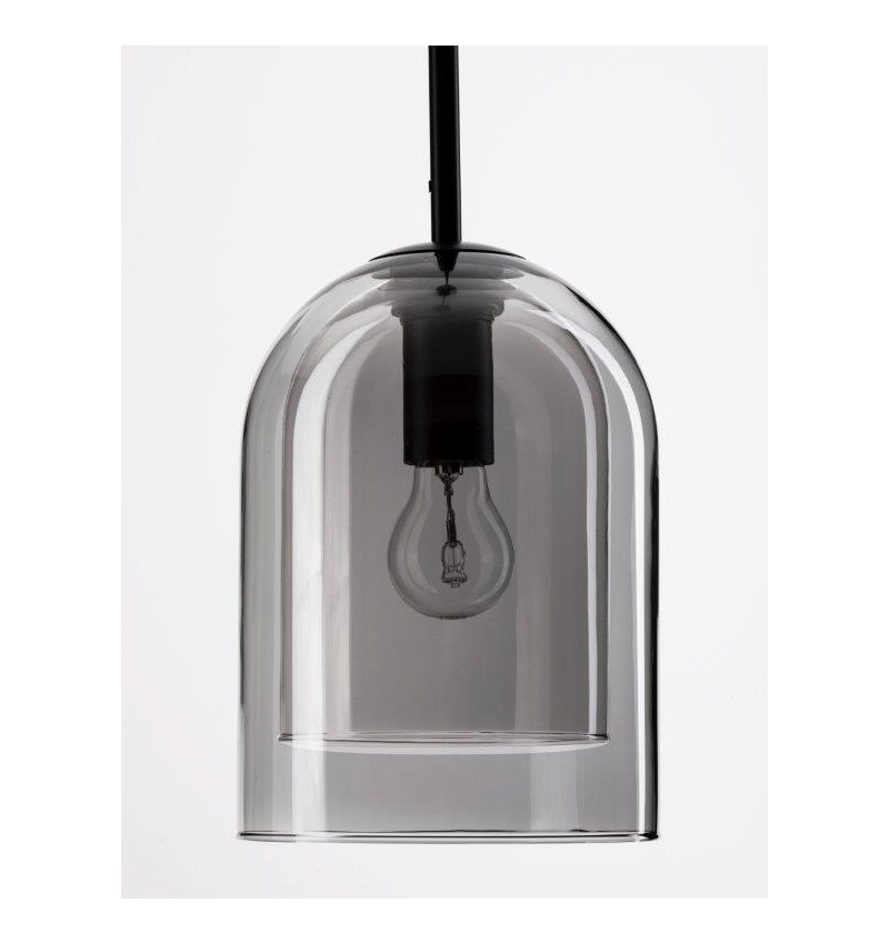 DOUBLE LAYERED DARK SMOKY GLASS PENDANT  D18cm