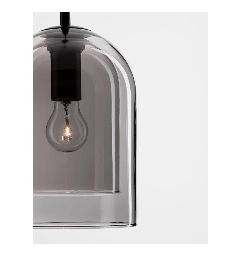 DOUBLE LAYERED DARK SMOKY GLASS PENDANT  D18cm