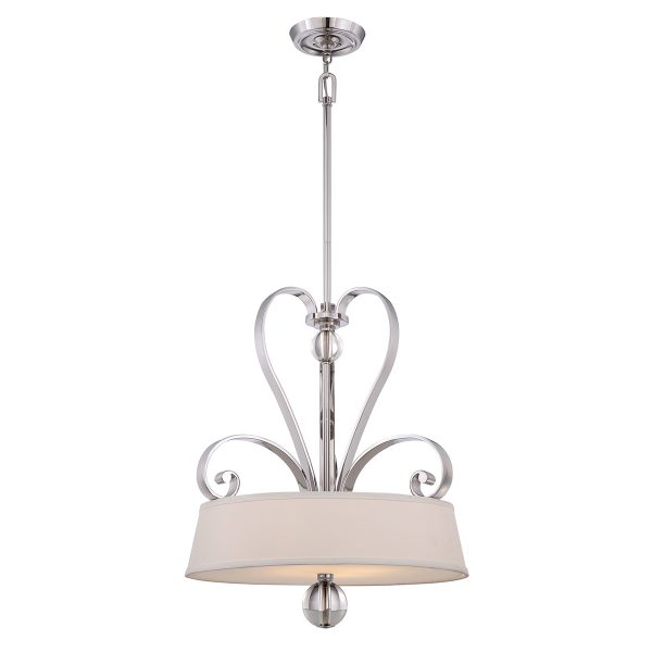 4L PENDANT WITH OPTIC GLASS ELEMENTS AND LINEN SHADE Ø56cm USA