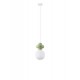 ΚΡΕΜΑΣΤΟ ΜΟΝΟΦΩΤΟ Matt White Metal Base Green Ceramic & Acid Opal Glass