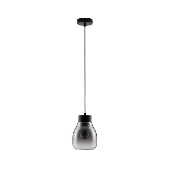 ΚΡΕΜΑΣΤΟ ΜΟΝΟΦΩΤΟ Smoke Glass & Black Metal D:15cm