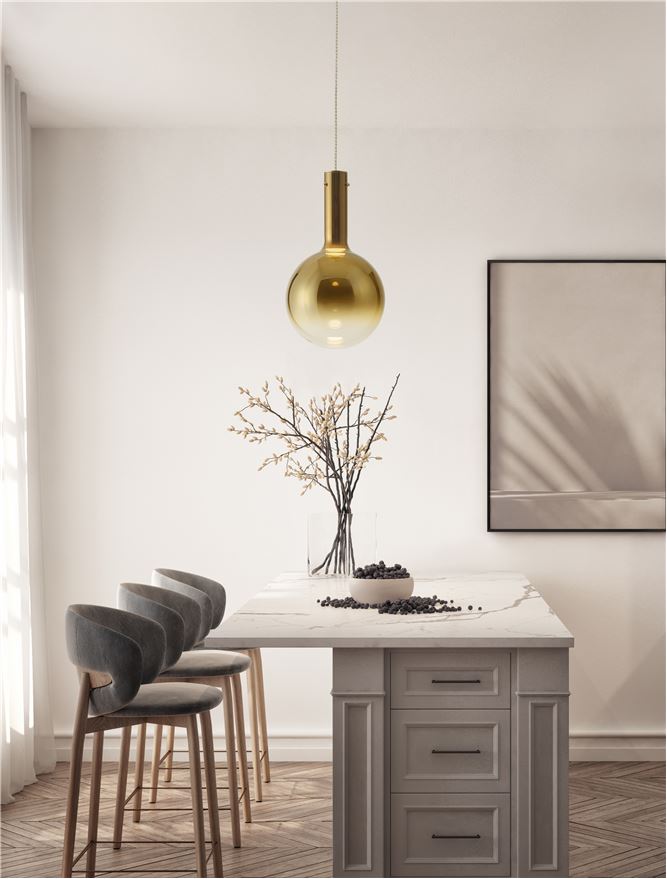 ΚΡΕΜΑΣΤΟ ΜΟΝΟΦΩΤΟ LED GOLD GLASS D:25cm