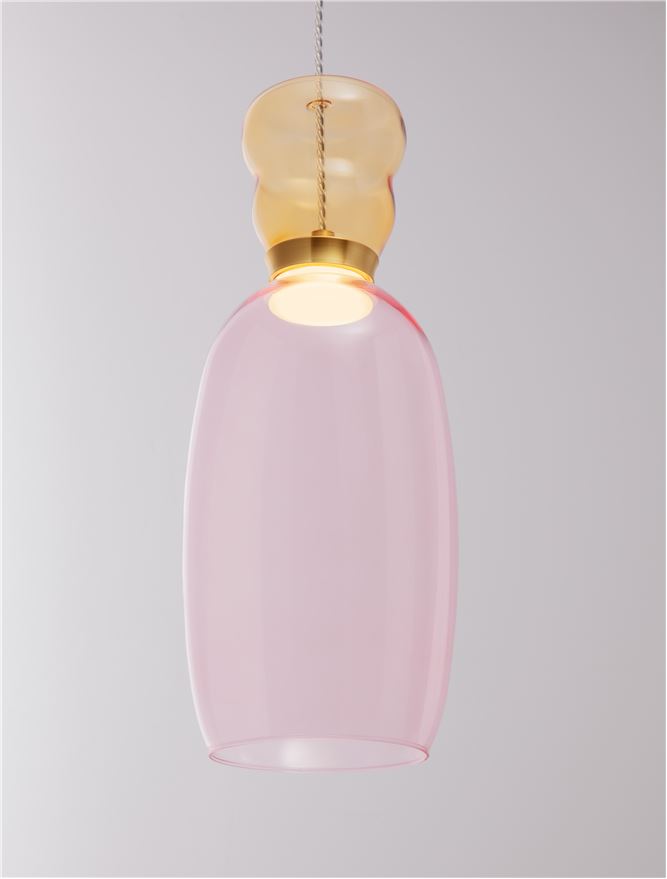 ΚΡΕΜΑΣΤΟ ΜΟΝΟΦΩΤΟ ΑΠΟ ΓΥΑΛΙ  Yellow & Pink Glass D:15cm
