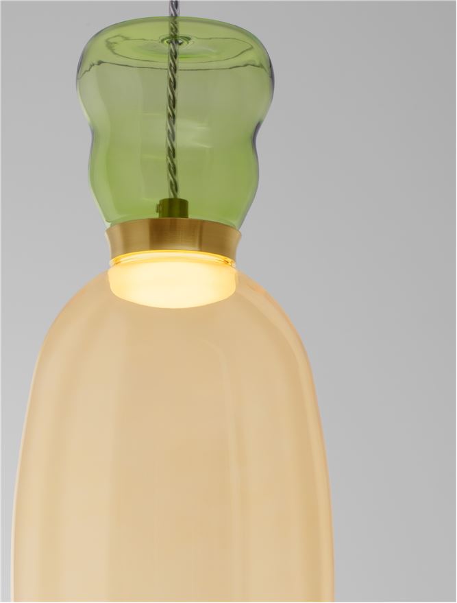 ΚΡΕΜΑΣΤΟ ΜΟΝΟΦΩΤΟ ΑΠΟ ΓΥΑΛΙ Light Green & Yellow Glass δD:15cm
