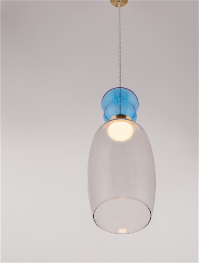 ΚΡΕΜΑΣΤΟ ΜΟΝΟΦΩΤΟ ΑΠΟ ΓΥΑΛΙ Light Blue & Cyan Glass D:15cm