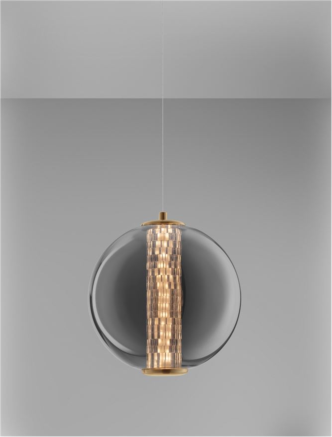 ΚΡΕΜΑΣΤΟ ΜΟΝΟΦΩΤΟ  Brass Gold & Smokey Gray Glass