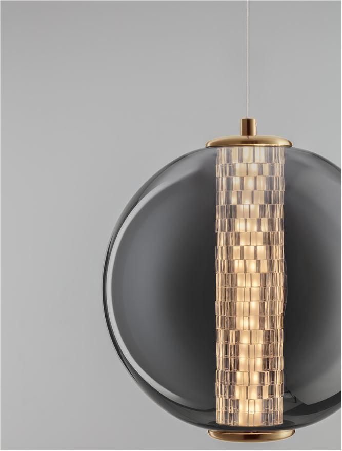ΚΡΕΜΑΣΤΟ ΜΟΝΟΦΩΤΟ  Brass Gold & Smokey Gray Glass