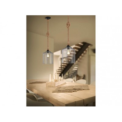 PENDANT SINGLE LIGHT D24.5cm GLASS&ROPE