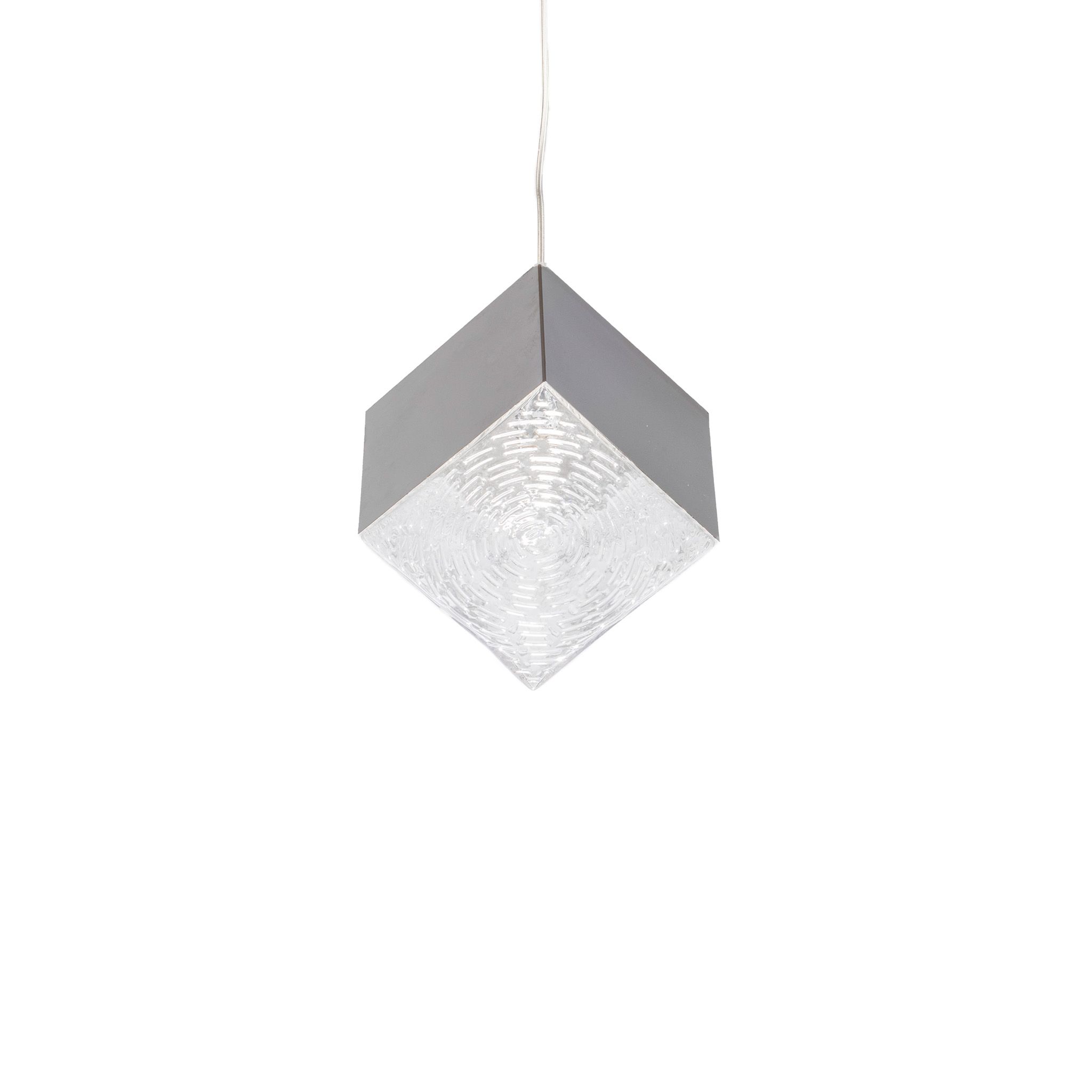 PENDANT SINGLE LIGHT CUBE GOLD AND SILVER 12x12cm