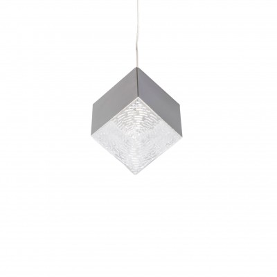 PENDANT SINGLE LIGHT CUBE GOLD AND SILVER 12x12cm