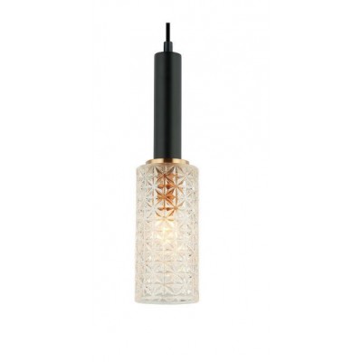 CUT GLASS PENDANT METAL BLACK&GLASS D9cm