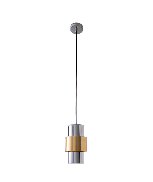 CHROME GLASS PENDANT WITH GOLD DETAIL
