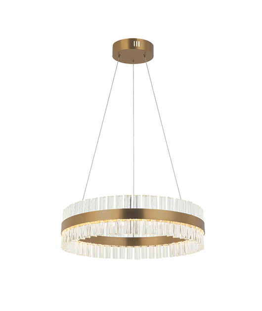 CIRCULAR MATTE GOLD STAINLESS STEEL AND GLASS SUSPENDED FIXTURE