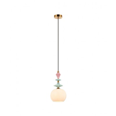 OPAL GLASS AND COLORFUL CERAMIC ELEMENTS PENDANT