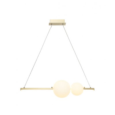 SUSPENDED MATTE GOLD ROD WITH OPAL GLASS ORBS LED