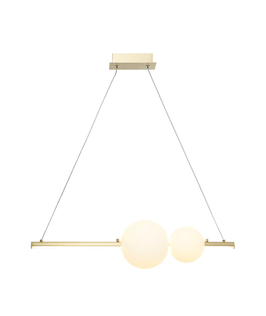 SUSPENDED MATTE GOLD ROD WITH OPAL GLASS ORBS LED