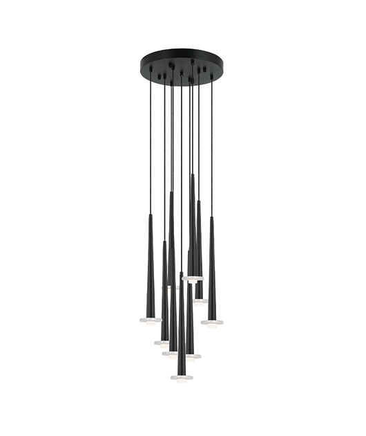 9-PENDANT LED FIXTURE SANDY BLACK-WHITE MARBLE DETAILS