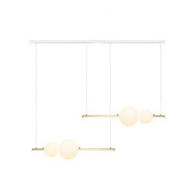 SUSPENDED MATTE GOLD LED RODS WITH OPAL ORBS LED
