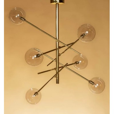 PENDANT LIGHT 6-LIGHT METAL AND GLASS H:80cm