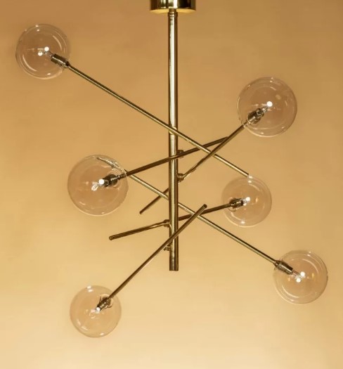 PENDANT LIGHT 6-LIGHT METAL AND GLASS H:80cm
