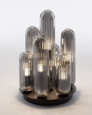 CEILING LIGHT D:35.5cm 7XG9 SMOKY GRAY GLASS