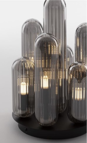 CEILING LIGHT D:35.5cm 7XG9 SMOKY GRAY GLASS