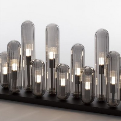 CEILING LIGHT 12XG9 L:72cm SMOKY GRAY GLASS