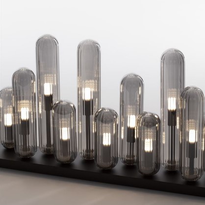 CEILING LIGHT 12XG9 L:72cm SMOKY GRAY GLASS