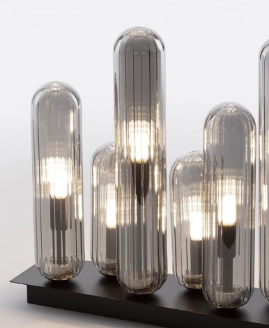 CEILING LIGHT 6XG9 L:38cm SMOKY GRAY GLASS
