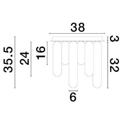 CEILING LIGHT 6XG9 L:38cm SMOKY GRAY GLASS
