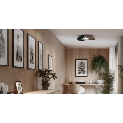 CEILING LAMP WITH METAL AND DARK WOOD LOOK D:45cm ITALY