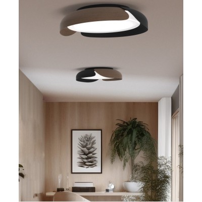 CEILING LAMP WITH METAL AND DARK WOOD LOOK D:55cm ITALY