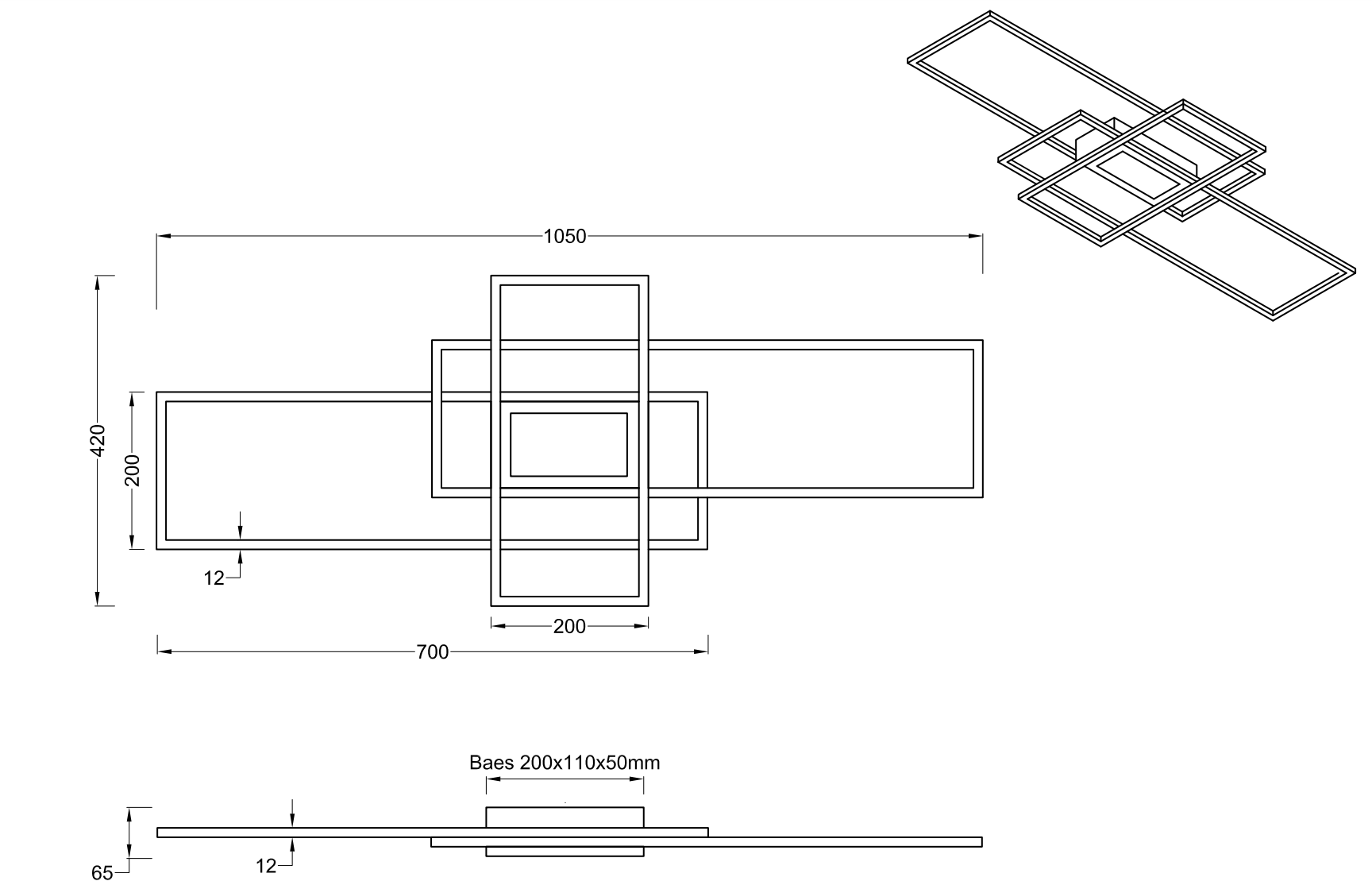 ΟΡΟΦΗΣ LED METAL NICKEL MAT W 105CM H 6CM
