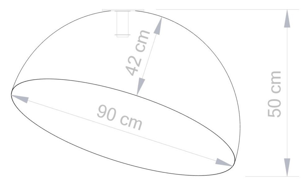 EXTRA LARGE STEEL CEILING DOME SILVER-BLACK Ø90cm