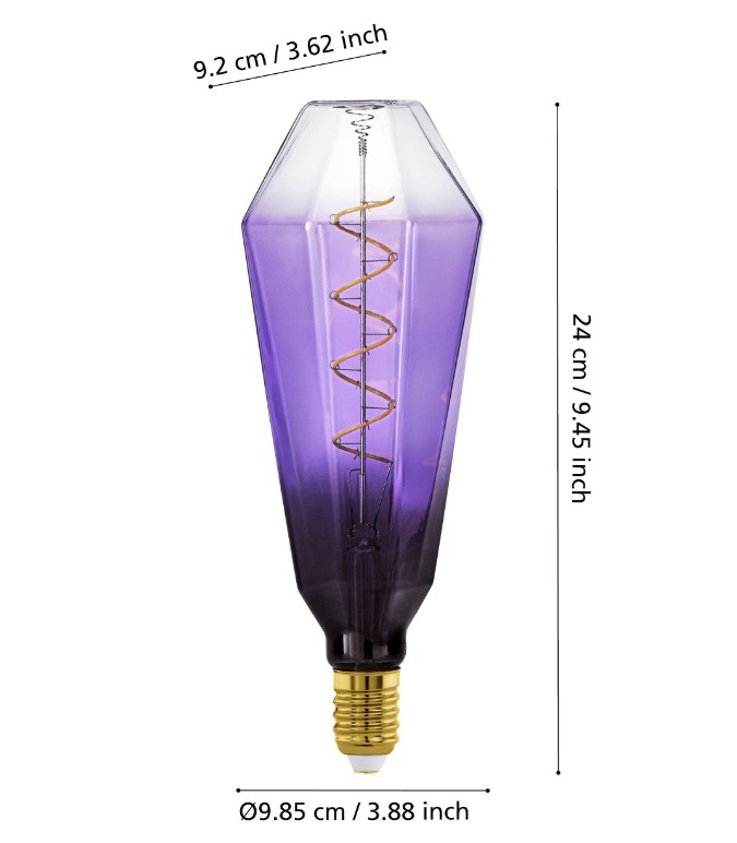 PURPLE CRYSTAL DECORATIVE LIGHT BULB E27