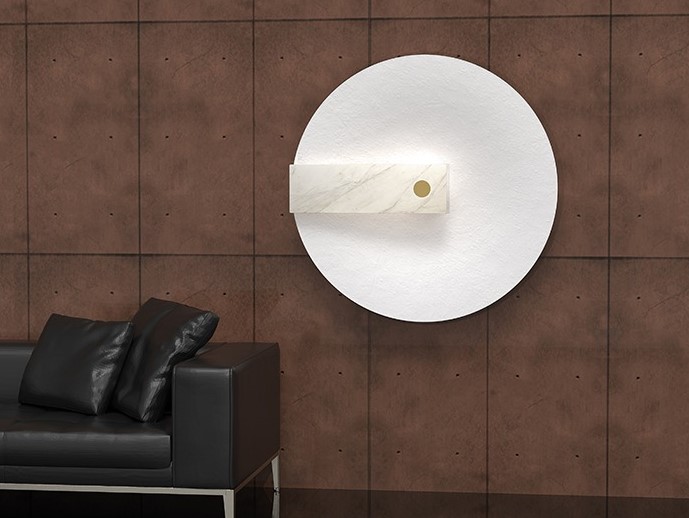 STATEMENT REFLECTIVE CEILING FIXTURE WHITE MARBLE Ø110cm HANDMADE IN ITALY
