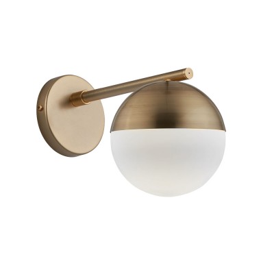METAL AND OPAL GLASS WALL SCONCE D:150mm P:250mm