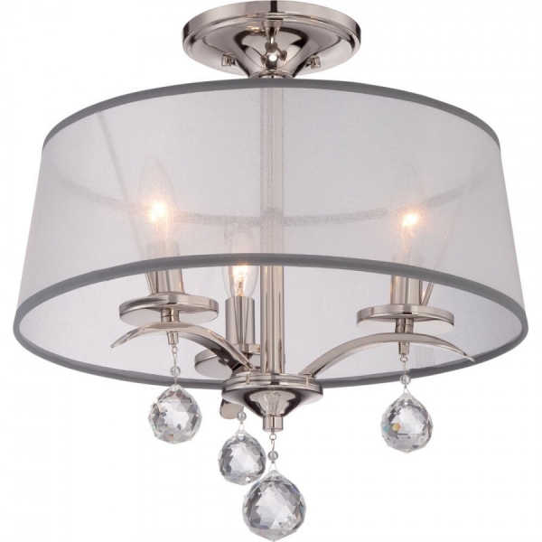 3-LIGHT SEMI FLUSH ORGANZA AND CRYSTALS USA