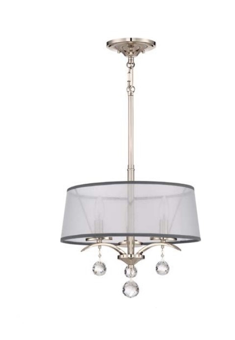 3-LIGHT SEMI FLUSH ORGANZA AND CRYSTALS USA