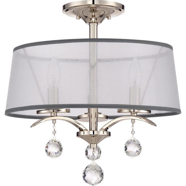 3-LIGHT SEMI FLUSH ORGANZA AND CRYSTALS USA